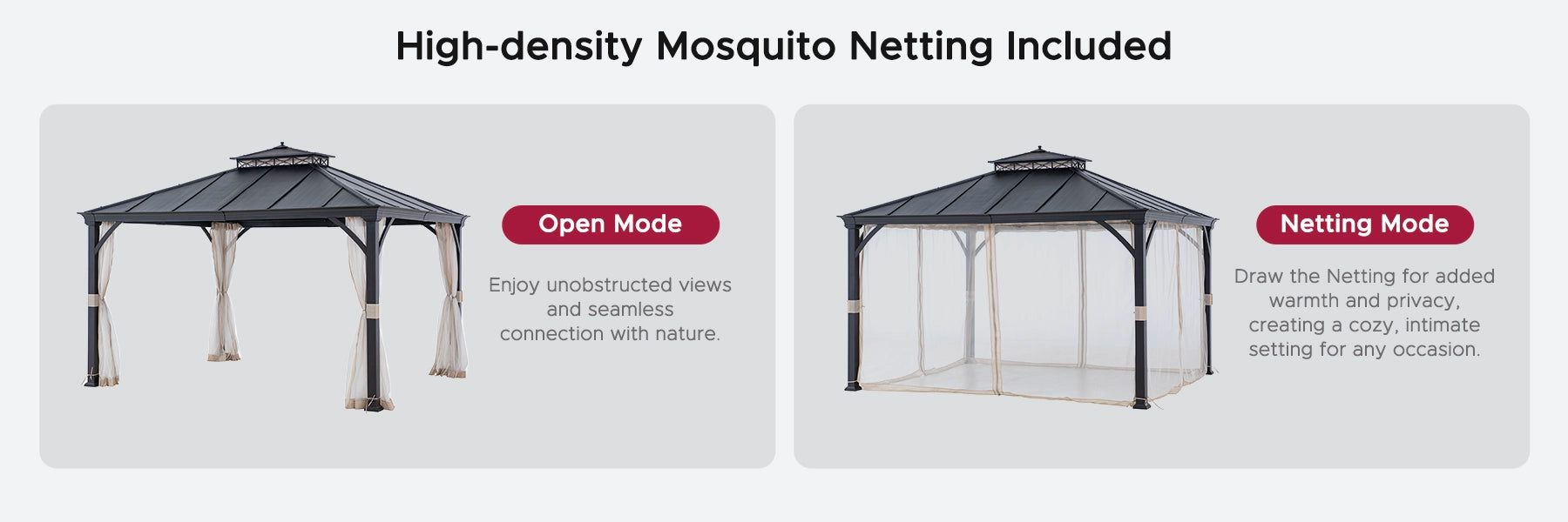 SUNJOY 10x12 Patio Steel Gazebo with Vented 2-Tier Metal Roof and Netting