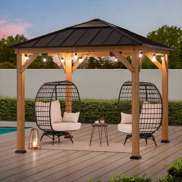 9x9 Small Patio Gazebo | Outdoor Wooden Gazebo - SUNJOY