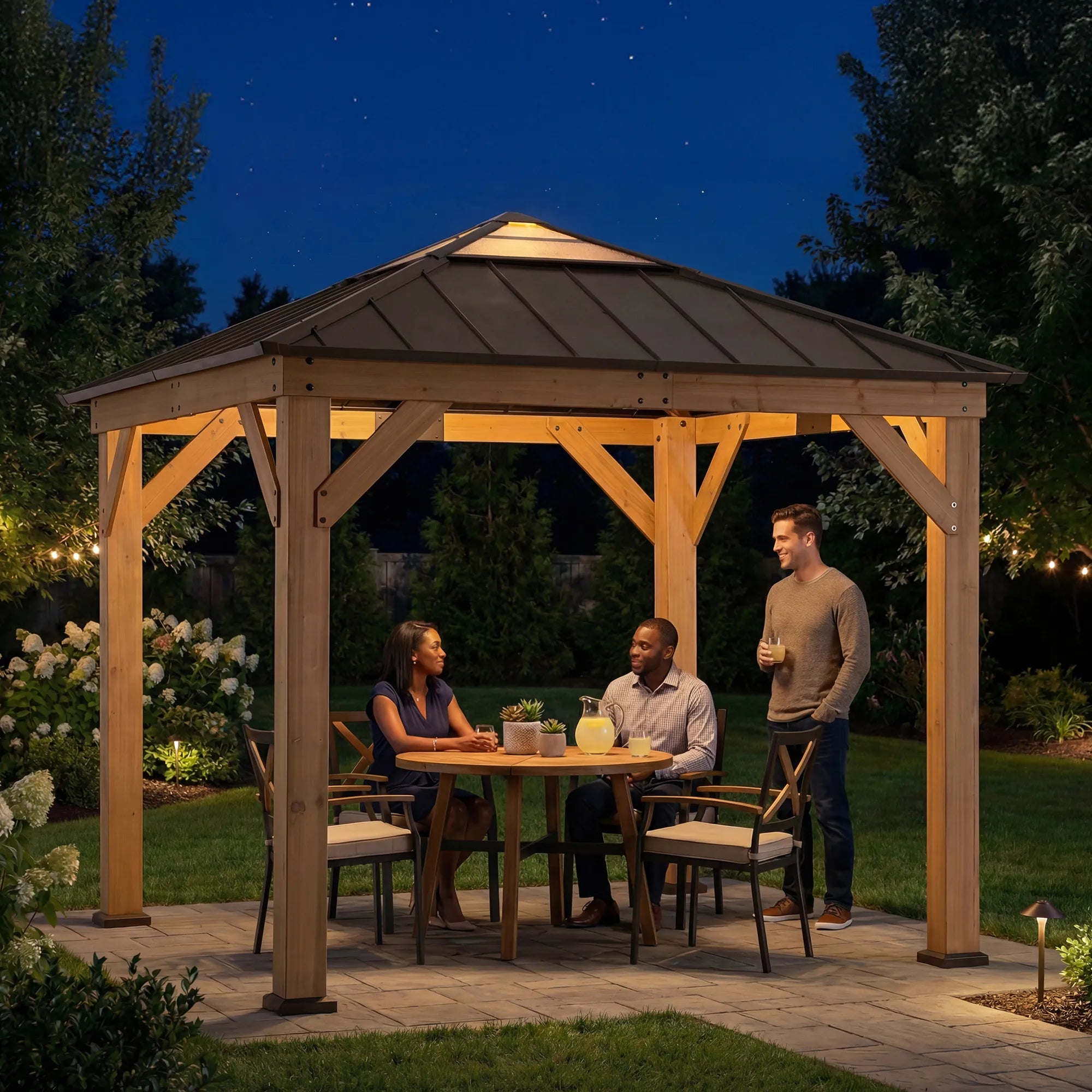 9x9 Small Patio Gazebo | Outdoor Wooden Gazebo - SUNJOY