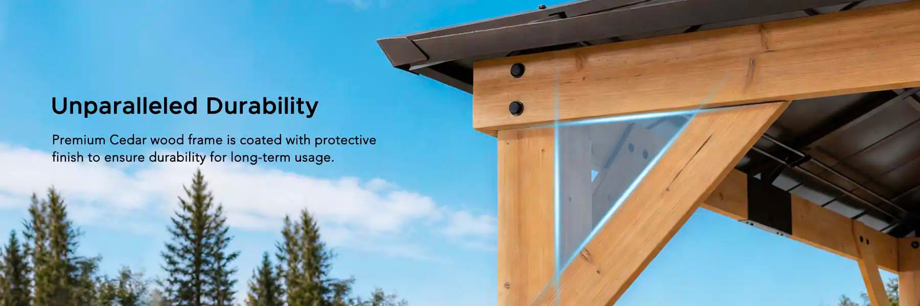 SUNJOY 11x11 Hip Roof Wooden Gazebo with Polycarbonate Skylight