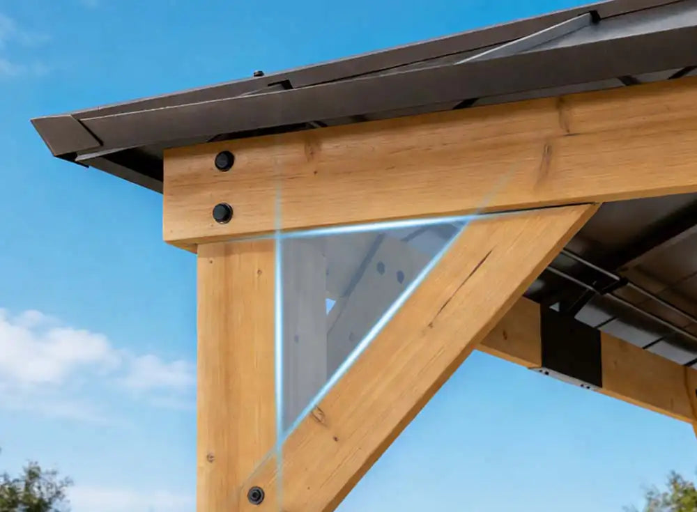 SUNJOY 11x11 Hip Roof Wooden Gazebo with Polycarbonate Skylight