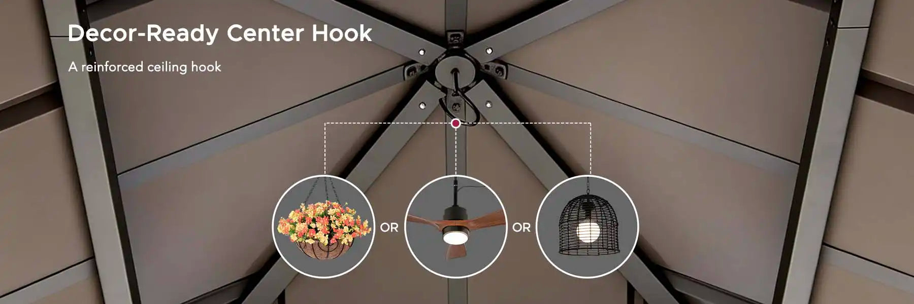 SUNJOY 11x11 Wooden Frame Backyard Hardtop Gazebo with Ceiling Hook - Standard Warm Cedar