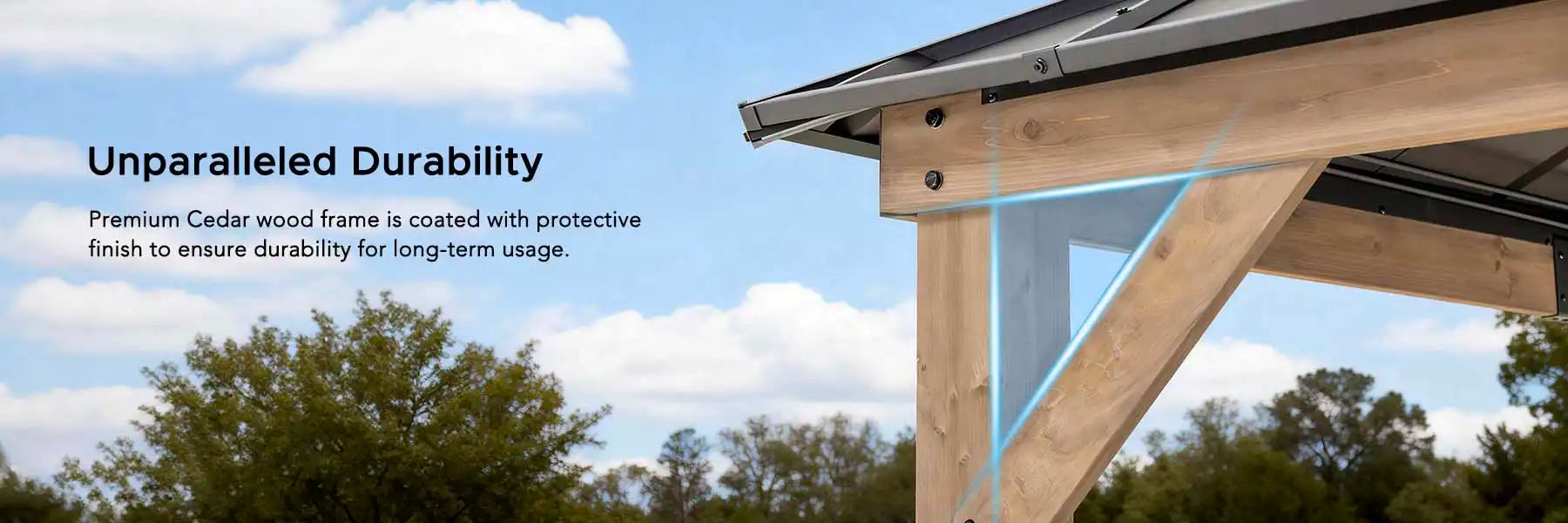 SUNJOY 11x11 Wooden Frame Backyard Hardtop Gazebo with Ceiling Hook - Standard Warm Cedar