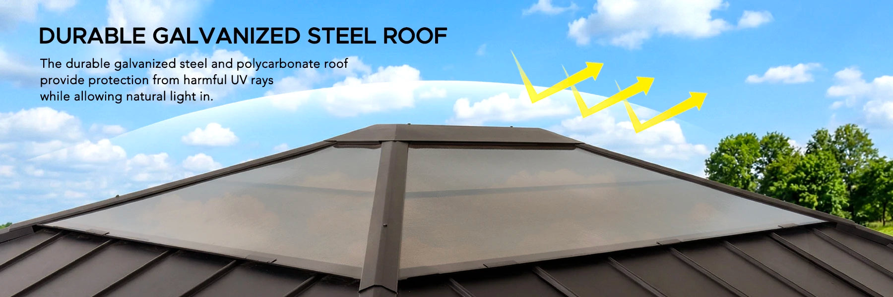 SUNJOY 13x15 Wood Frame Gazebo with Translucent Skylight