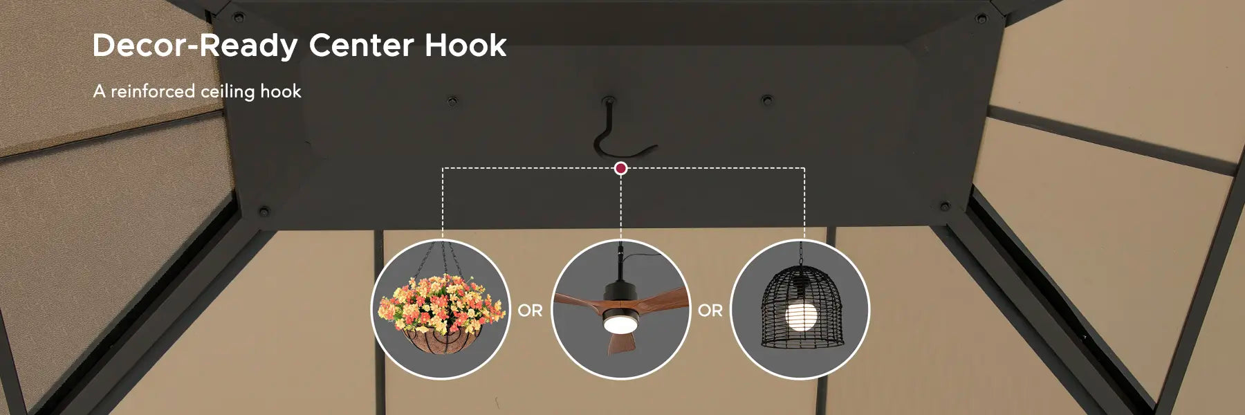 SUNJOY 13x15 Wooden Gazebo with Translucent Skylight and Ceiling Hook - Weathered Cedar