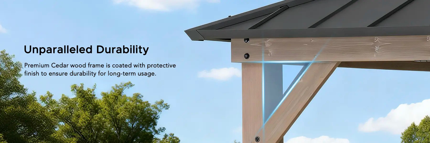 SUNJOY 13x15 Wooden Gazebo with Translucent Skylight and Ceiling Hook - Weathered Cedar