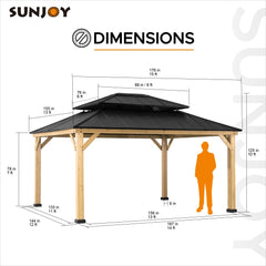 SUNJOY 13‘ x 15’ Bridgeport Hardtop Gazebo with Double Steel Roof and Ceiling Hook