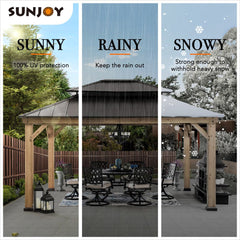 SUNJOY 13‘ x 15’ Bridgeport Hardtop Gazebo with Double Steel Roof and Ceiling Hook