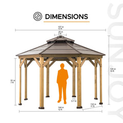 SUNJOY 13x13 Octagon Wood Patio Gazebo with Ceiling Hook