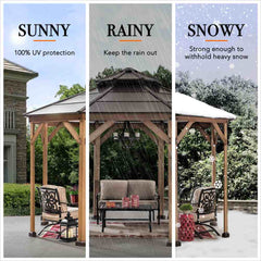 SUNJOY 13x13 Octagon Wood Patio Gazebo with Ceiling Hook