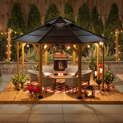 SUNJOY 13x13 Octagon Wood Patio Gazebo with Ceiling Hook.