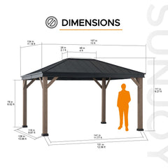 SUNJOY 13x15 Gable Roof Gazebo with Ceiling Hook.