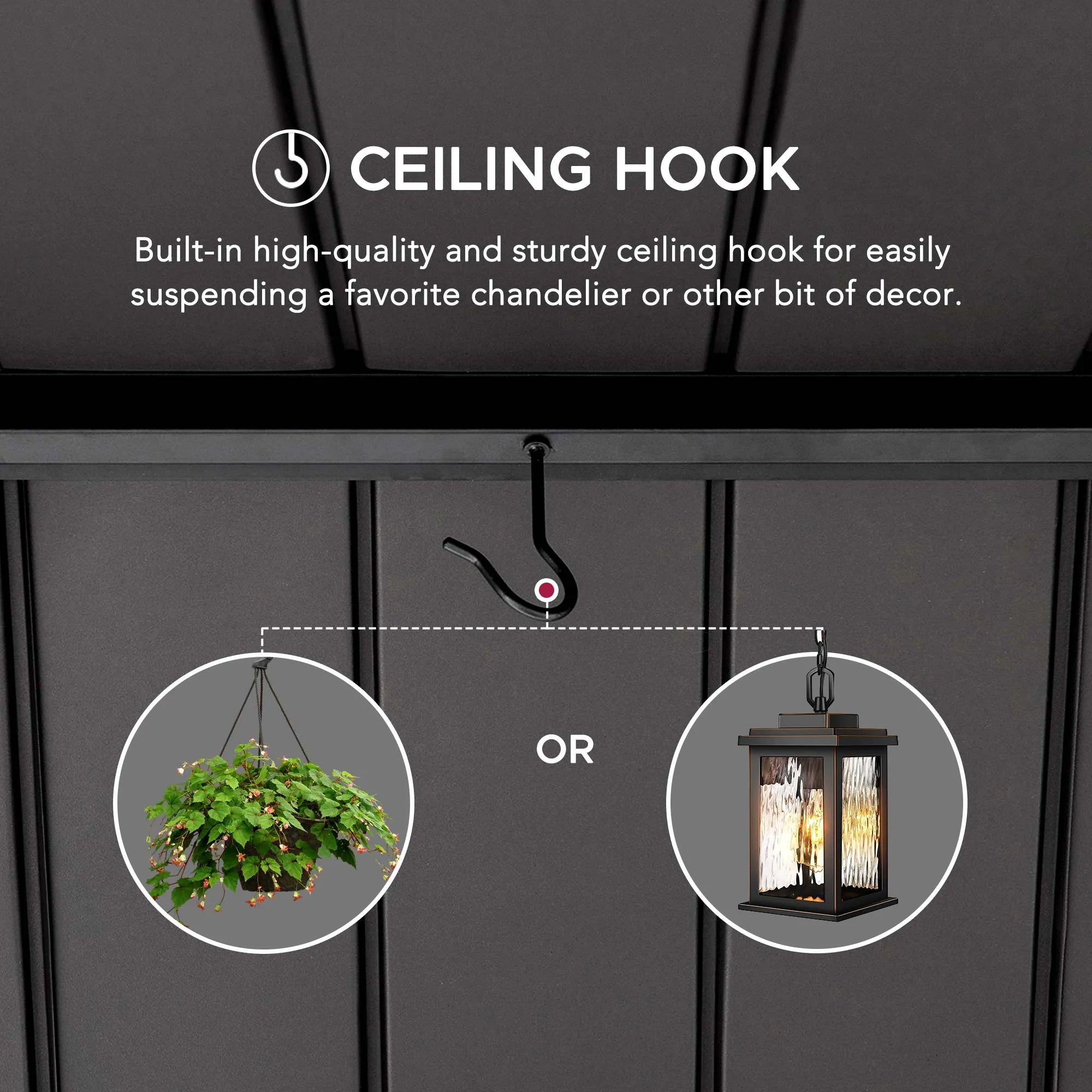 SUNJOY 13x15 Gable Roof Gazebo with Ceiling Hook - Brown