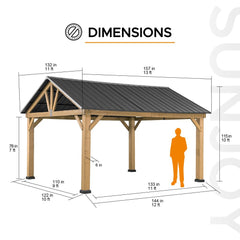 SUNJOY 13x15 Gable Roof Gazebo with Ceiling Hook.