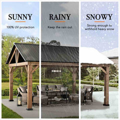 SUNJOY 13x15 Gable Roof Gazebo with Ceiling Hook.