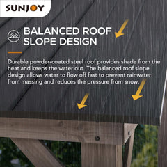 SUNJOY 13x15 Hardtop Gazebo Wooden Frame Outdoor Gazebo Patio Steel Gable Roof Backyard Gazebo / Pavilion with Ceiling Hook