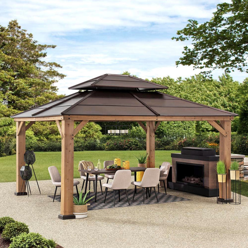 Sunjoy Wooden Hardtop Gazebo for Sale 13x15 for Outdoor Backyard Patio