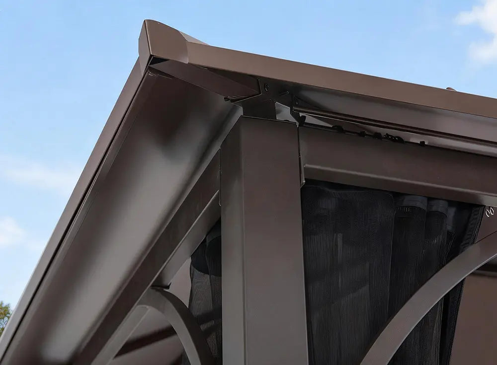 SUNJOY 10x12 Metal Hardtop Gazebo with Netting and Ceiling Hook