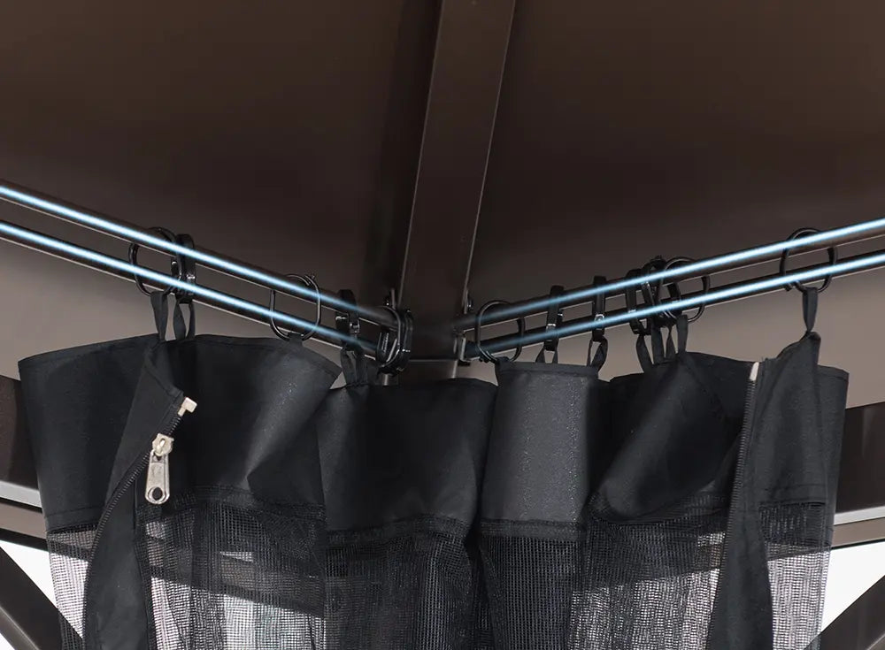 SUNJOY 10x12 Metal Hardtop Gazebo with Netting and Ceiling Hook