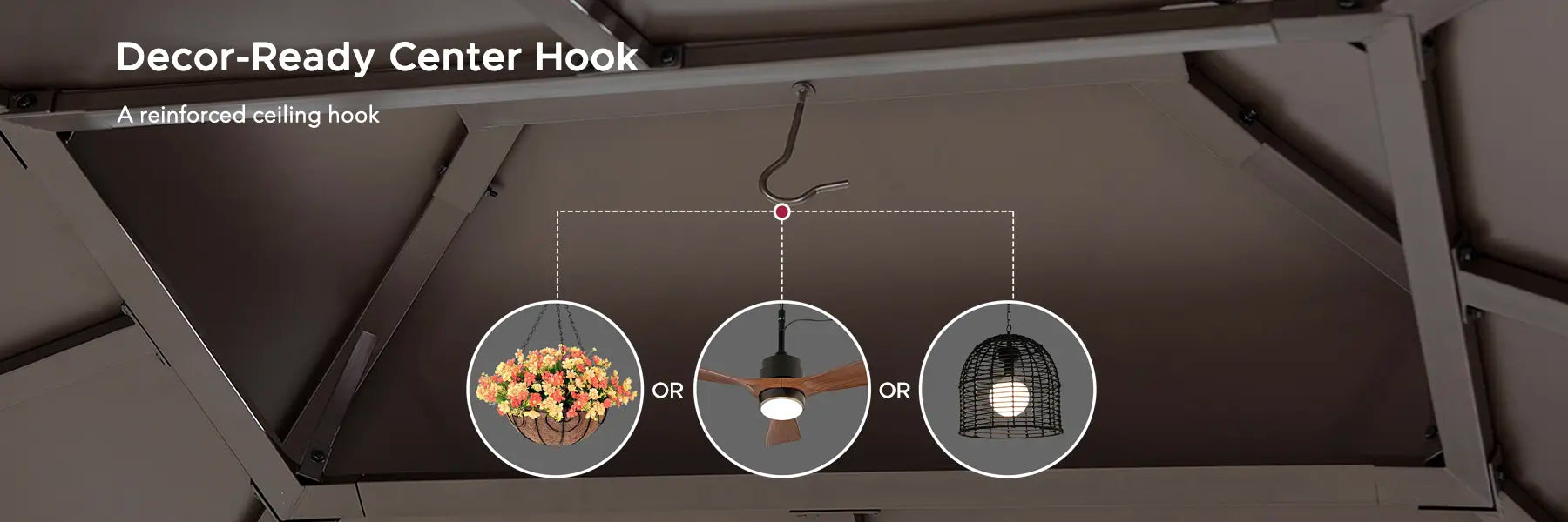 SUNJOY 10x12 Metal Hardtop Gazebo with Netting and Ceiling Hook