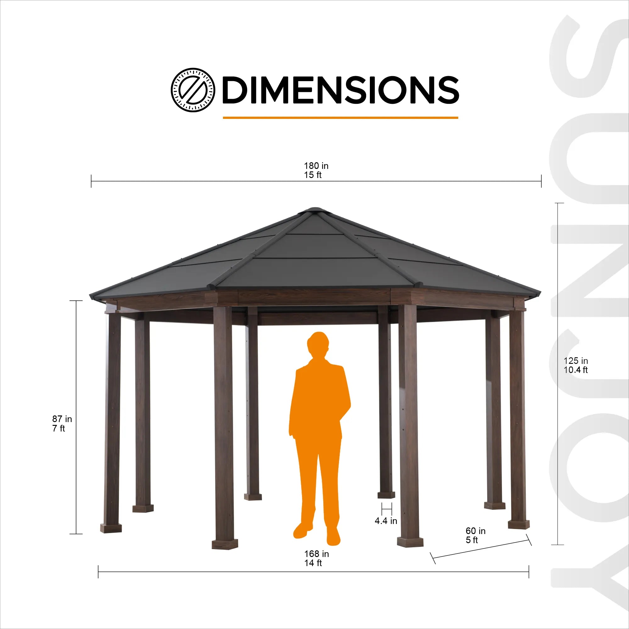 SUNJOY 15x15 Daybreak Octagon Gazebo with Aluminum Roof