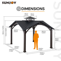 SUNJOY 12.5' x 12.5' Roanforth Gazebo with Ceiling Hook