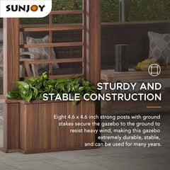 SUNJOY 13x15 Wilmington Aluminum Frame Hardtop Gazebo with Planters.