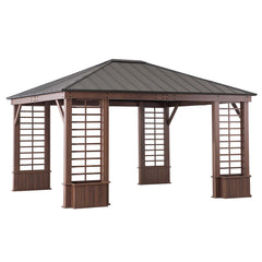 SUNJOY 13' x 15' Wilmington Aluminum Frame Hardtop Gazebo with Planters