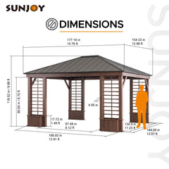 SUNJOY 13x15 Wilmington Aluminum Frame Hardtop Gazebo with Planters.