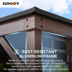 SUNJOY 13x15 Wilmington Aluminum Frame Hardtop Gazebo with Planters.