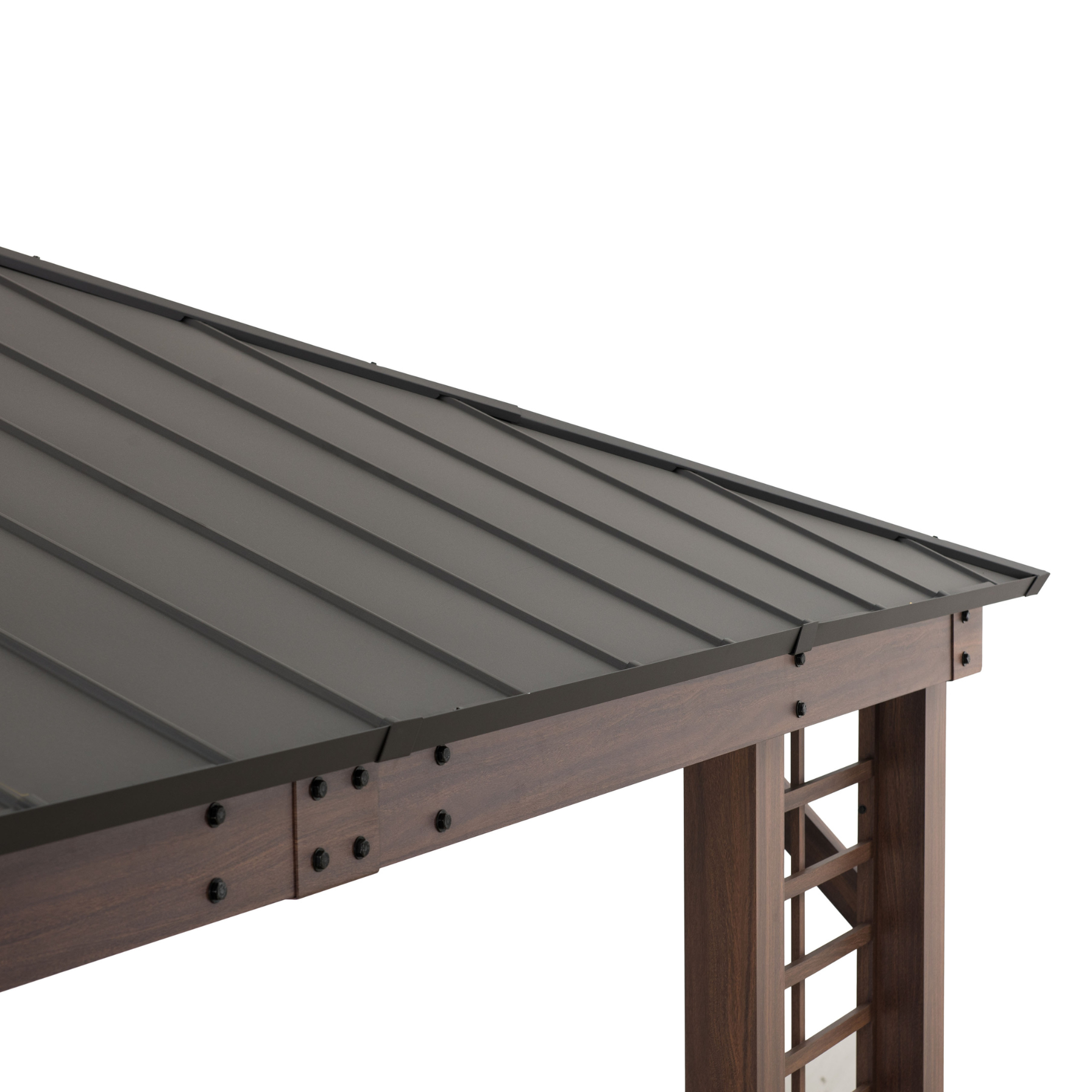Veranda Woodgrain Steel Roof Planter Gazebo, 13x15