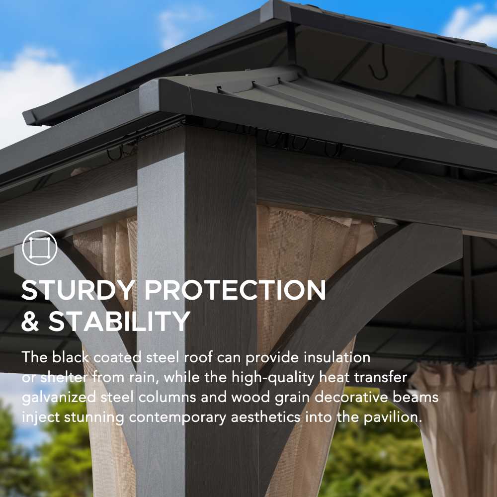 SUNJOY 13x15 Churchill Hardtop Gazebo with Metal Roof and Netting.