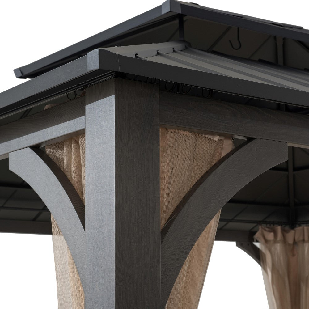 SUNJOY 13x15 Churchill Hardtop Gazebo with Metal Roof and Netting
