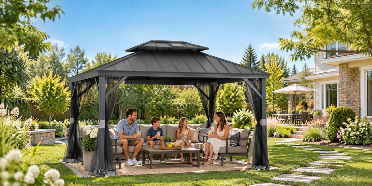 Sunjoy 10x12 solar powered gazebo