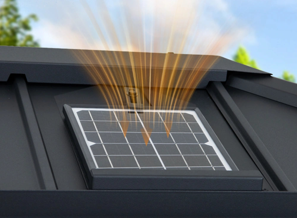 SUNJOY 10x12 Aluminum Frame Hardtop Gazebo with Solar Panel and Netting