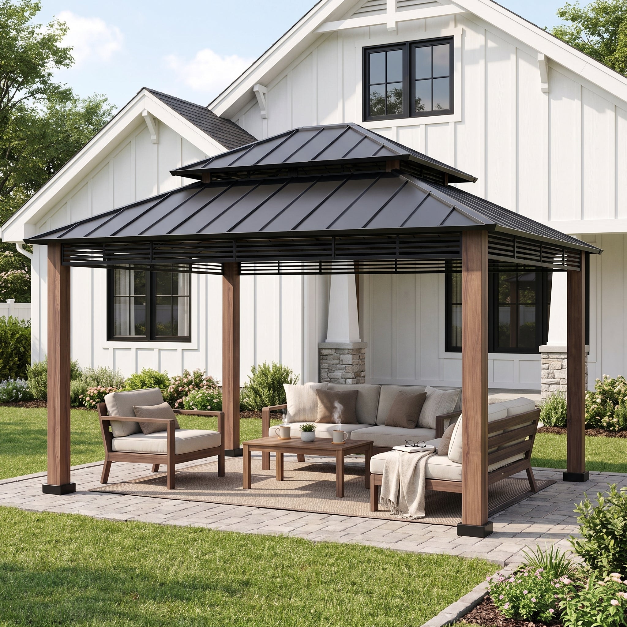 Summit Heavy-Duty Double-Roof Gazebo, 13x15