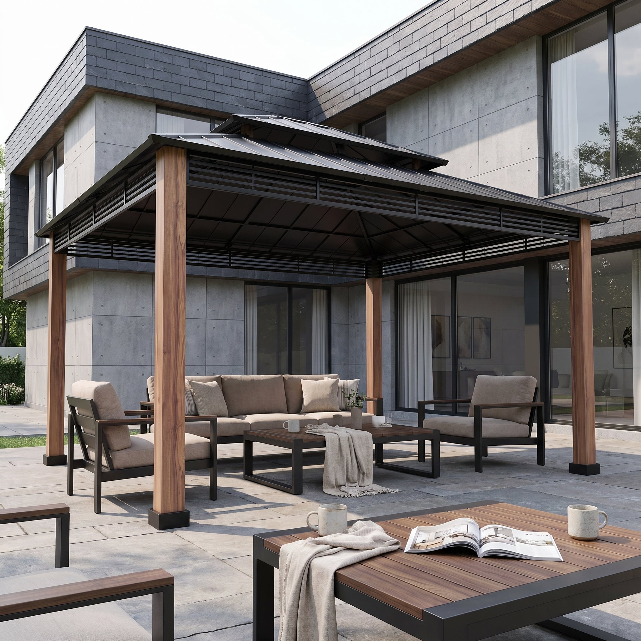 Summit Heavy-Duty Double-Roof Gazebo, 13x15