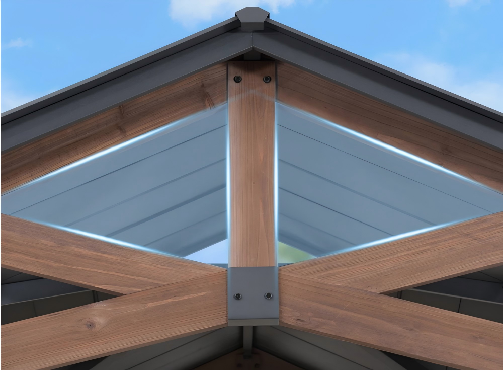 SUNJOY 12.5x12.5 Wooden Frame Hardtop Gazebo with Ceiling Hook