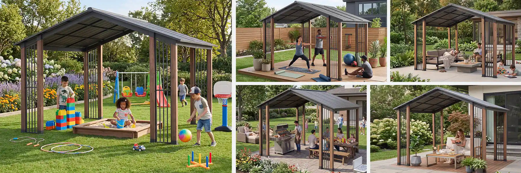 SUNJOY 11x13 Slanted Roof Cedar Gazebo with Ceiling Hook