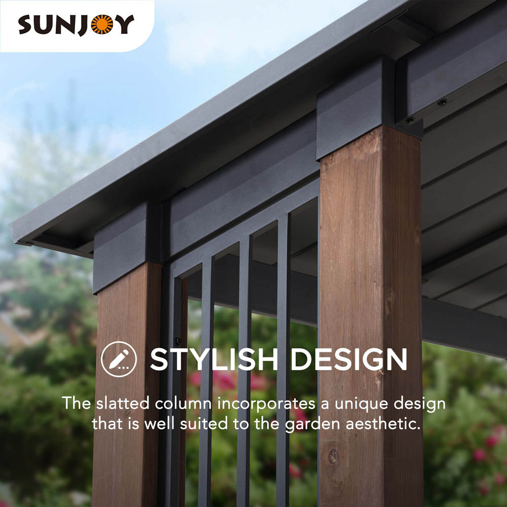 SUNJOY 11x13 Slanted Roof Cedar Gazebo with Ceiling Hook.