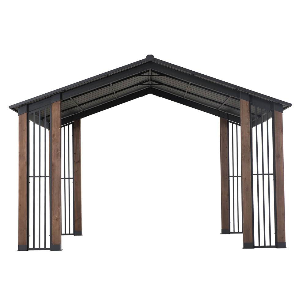 SUNJOY 11x13 Slanted Roof Cedar Gazebo with Ceiling Hook.