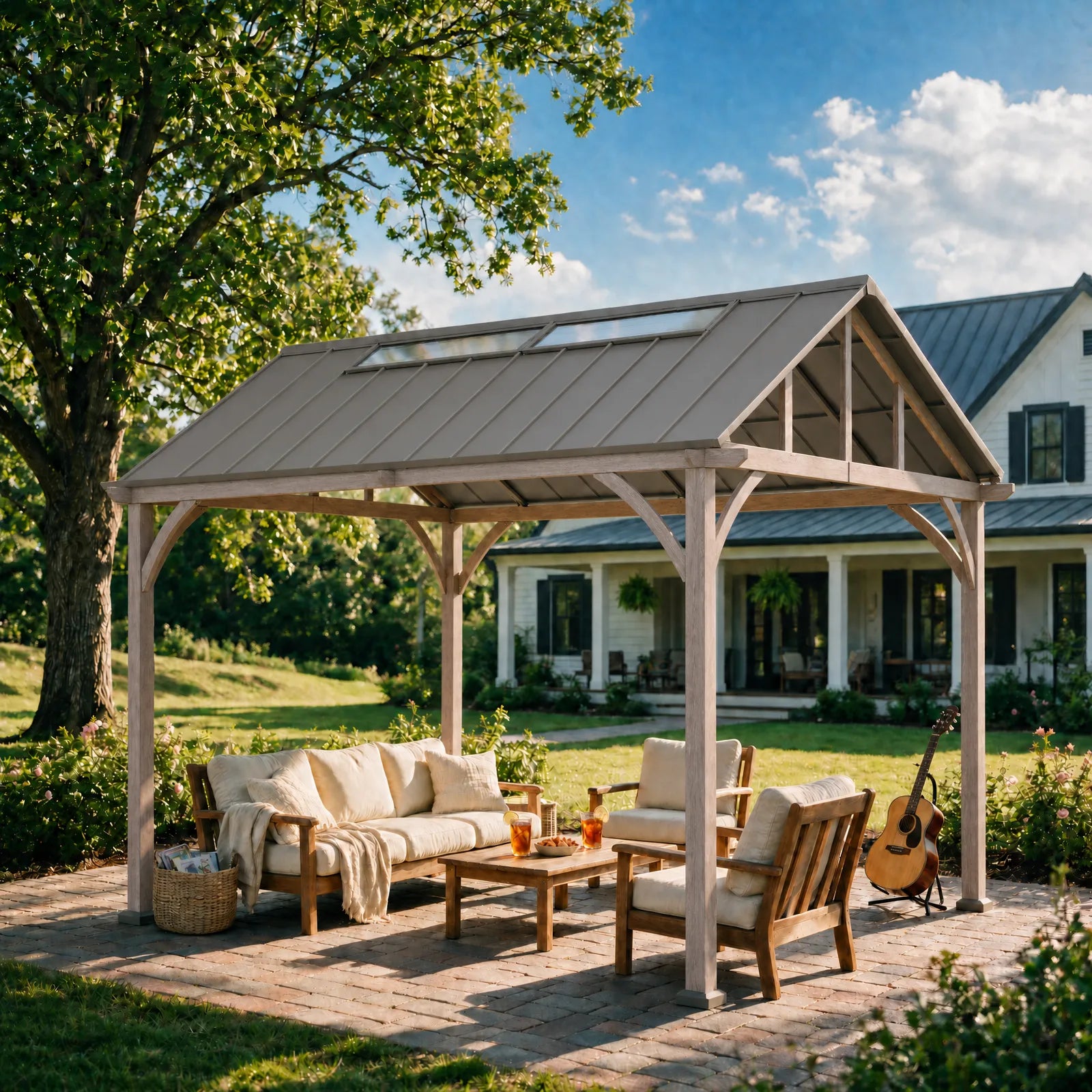 Maple Hills Skylight Pitched PC-Roof Gazebo, 11x13
