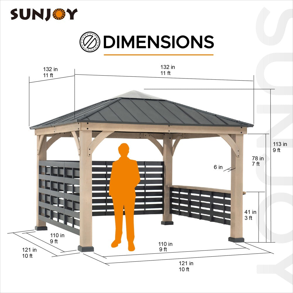 Sunjoy Outdoor Patio Hardtop Gazebo Kits Wooden Grill Gazebo for Sale ...