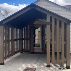 Sunjoy Outdoor Patio 11x11 Black Wooden Frame Privacy Screen Backyard Aluminum & Steel Hardtop Hot Tub Gazebo / Pavilion with Ceiling Hook