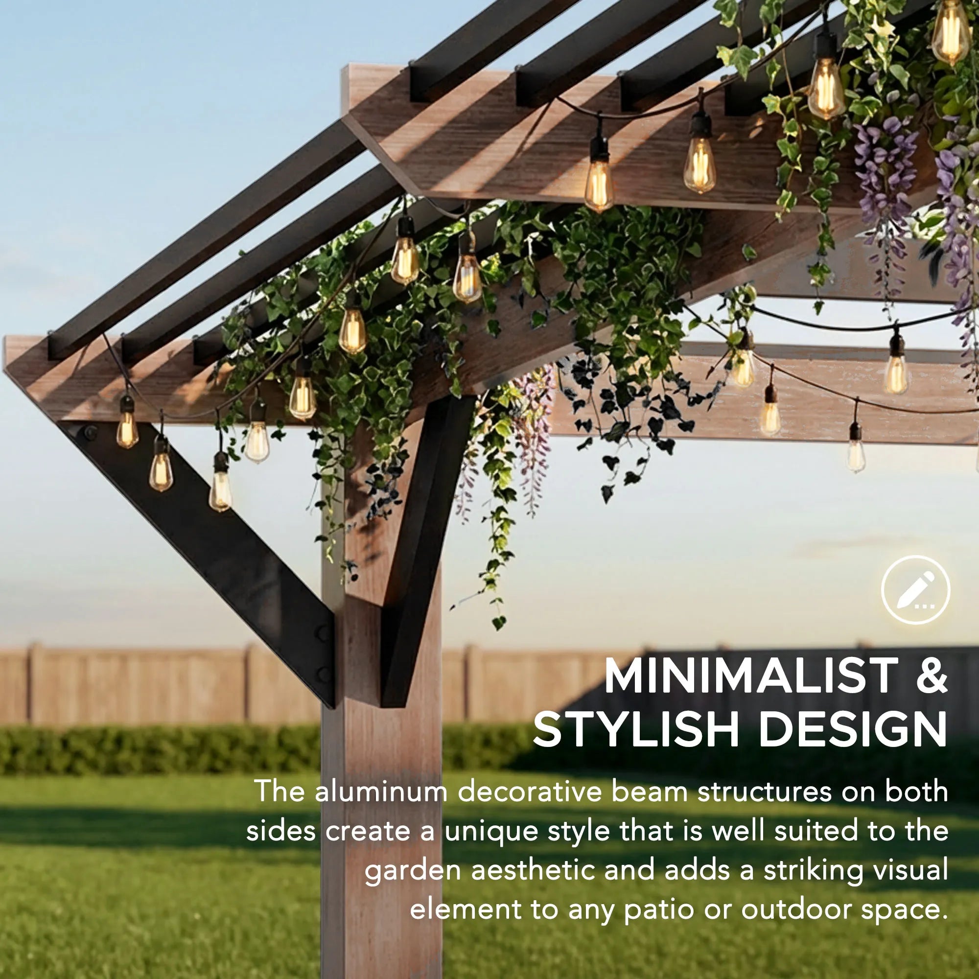 SUNJOY 13x13 Black Steel Gazebo with Decorative Beam