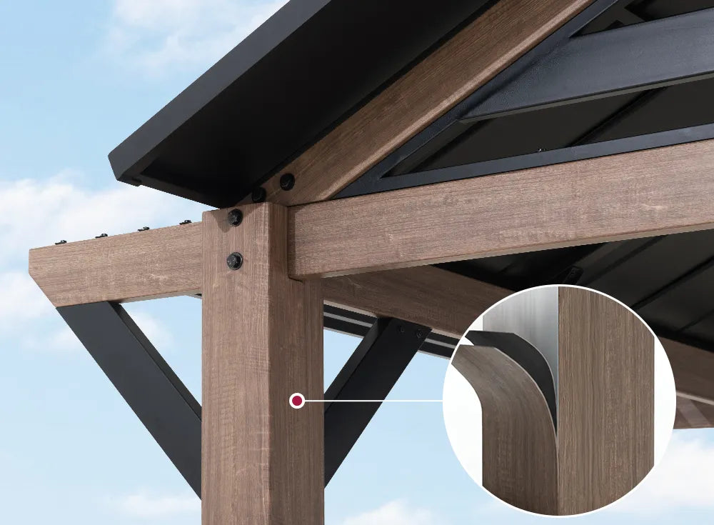 SUNJOY 13x13 Black Steel Gazebo with Decorative Beam