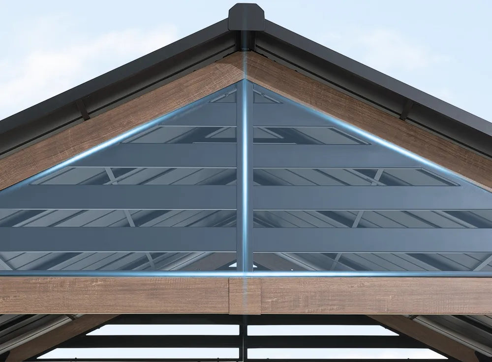 SUNJOY 13x13 Black Steel Gazebo with Decorative Beam