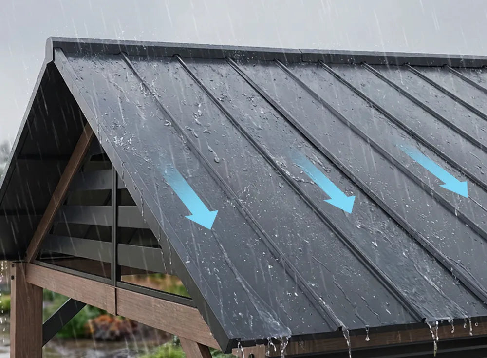 SUNJOY 13x13 Black Steel Gazebo with Decorative Beam