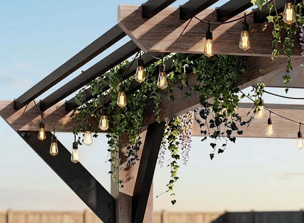 SUNJOY 13x13 Black Steel Gazebo with Decorative Beam