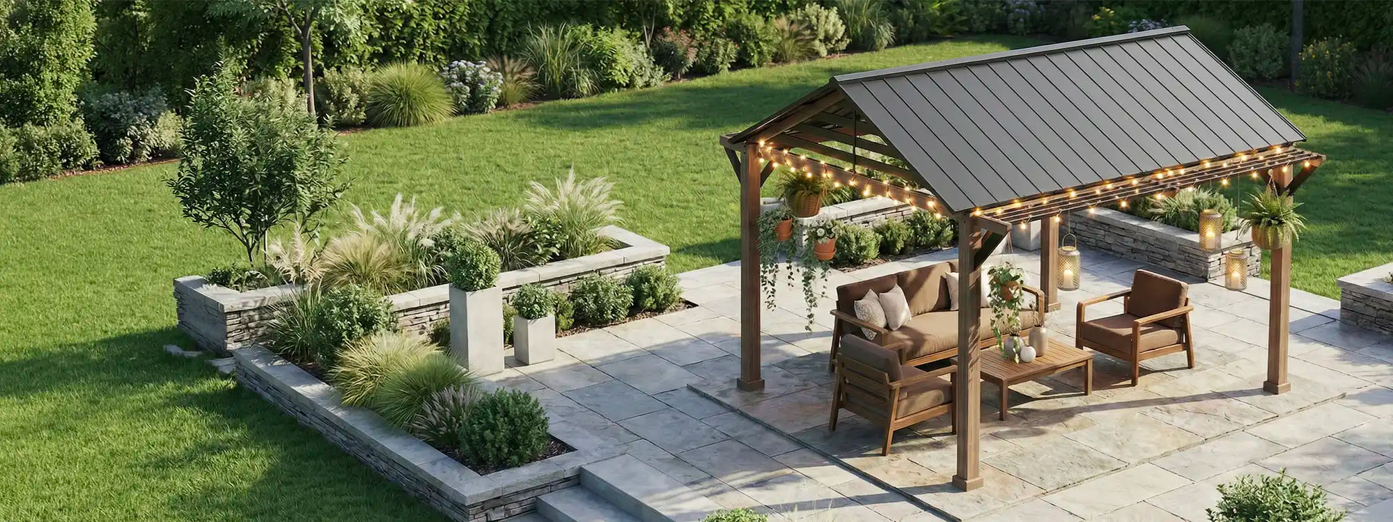 SUNJOY 13x13 Black Steel Gazebo with Decorative Beam